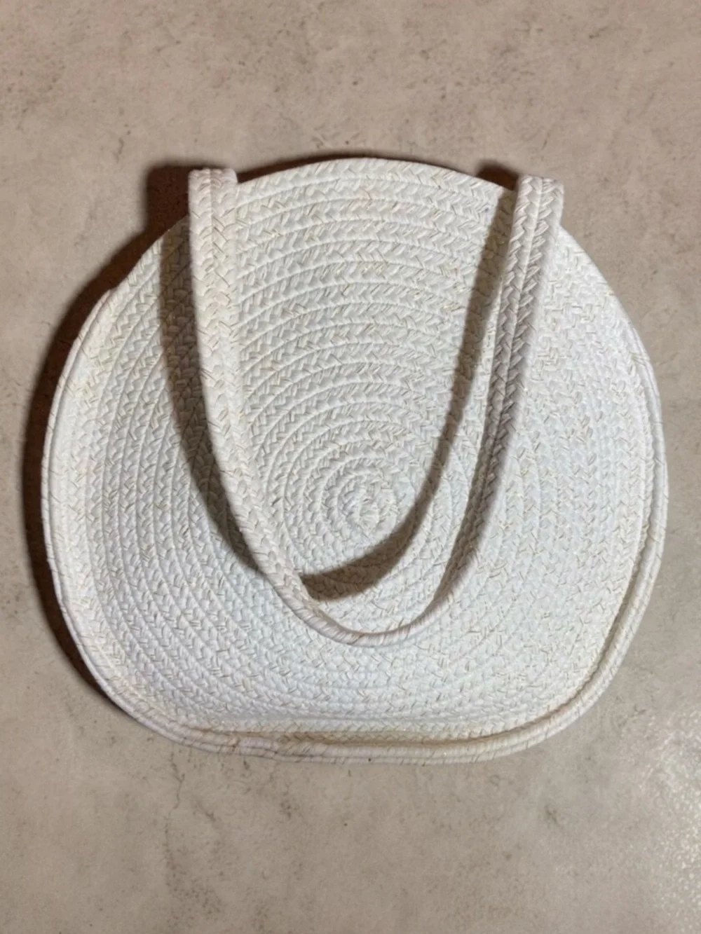 Shiraleah Eve Round Hand Knit Ivory & Gold Large Tote Beach Bag Book Bag